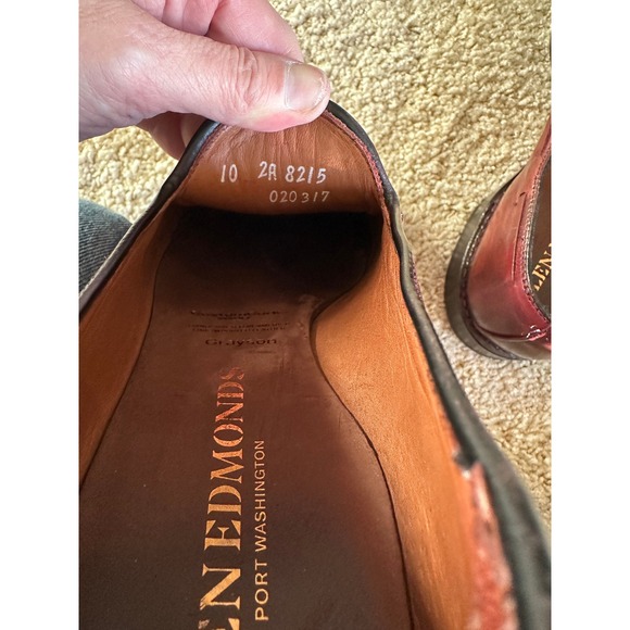 Allen Edmonds Grayson Tassel Loafers Burgundy Leather‎ Men's Dress Shoes Size 10 - Picture 8 of 9